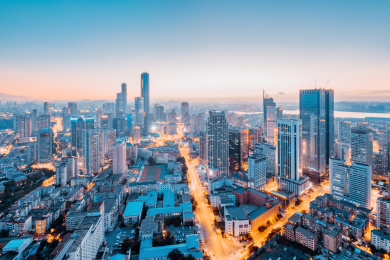 中国辽宁大连城市夜景建筑风光