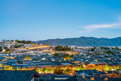 中国云南丽江大研古城夜景