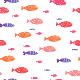 水彩小鱼无缝背景