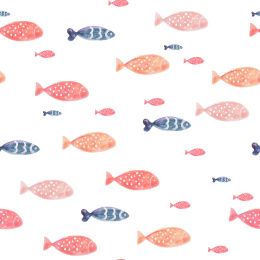 水彩小鱼无缝背景