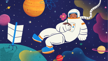 旅宇航员卡通科学插画