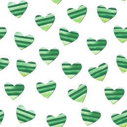 手绘绿色爱心无缝背景