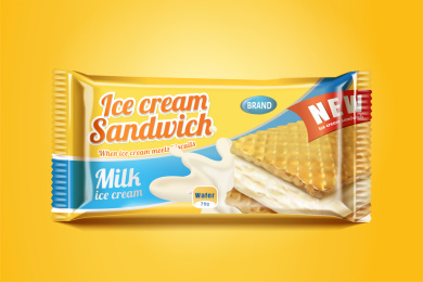 牛奶冰淇淋夹心饼包装视觉设计