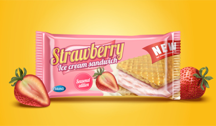 草莓冰淇淋夹心饼包装视觉设计