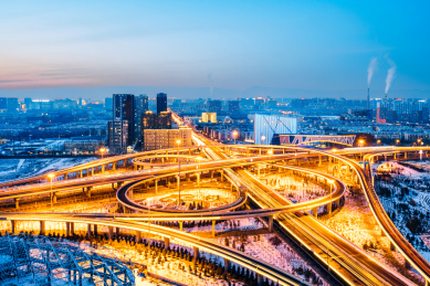 中国内蒙古呼和浩特城市立交桥风光