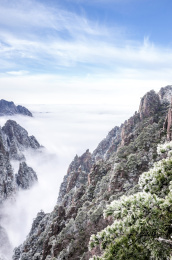 安徽黄山风景区冬雪云海风光