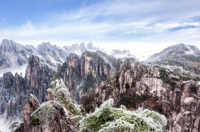 安徽黄山风景区冬雪云海风光