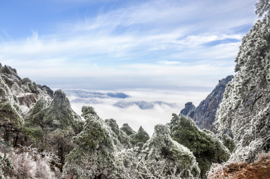 安徽黄山风景区冬雪云海风光