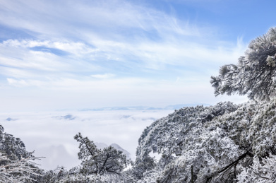 安徽黄山风景区冬雪云海风光
