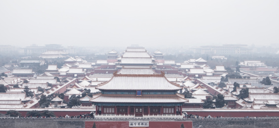 鸟瞰北京故宫雪景