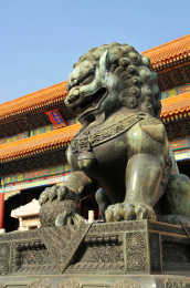 北京故宫太和门前的石狮子
