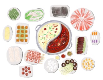 插画重庆鸳鸯火锅