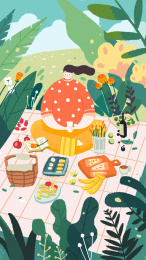 春天野餐的女子