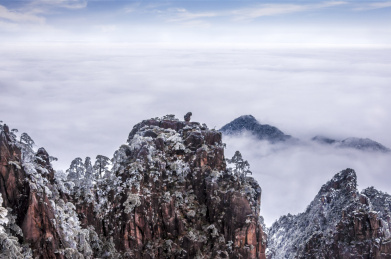 安徽黄山冬季雪景风光