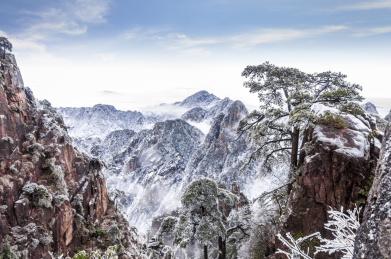 安徽黄山冬季雪景风光