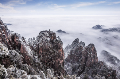 安徽黄山冬季雪景风光