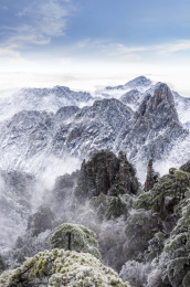安徽黄山冬季雪景风光