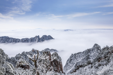 安徽黄山冬季雪景风光