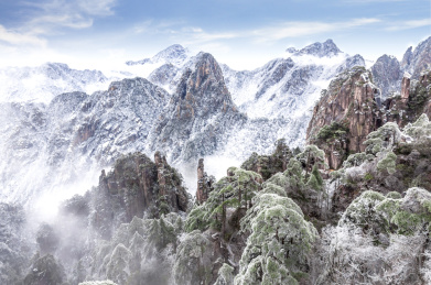 安徽黄山冬季雪景风光