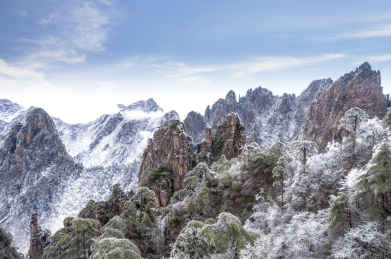 安徽黄山冬季雪景风光
