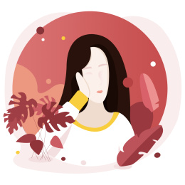 温暖中的女孩子托腮思考