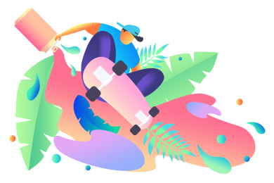 滑板年轻人饮品