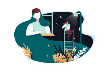 情侣思念主题插画