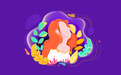 长发女孩扁平人物插画