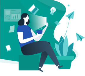 一个坐着看手机的人