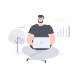 坐着看电脑的人