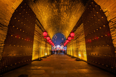 西安城墙南门门洞风光照