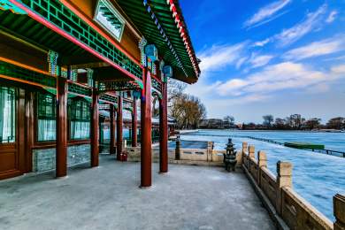 北京市什刹海公园古建园林建筑
