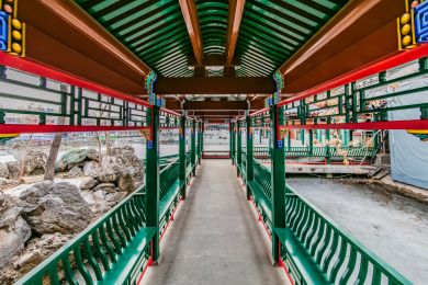 北京市什刹海公园长廊古建园林建筑
