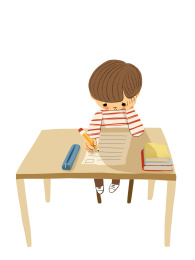 写作业的小孩插图手绘