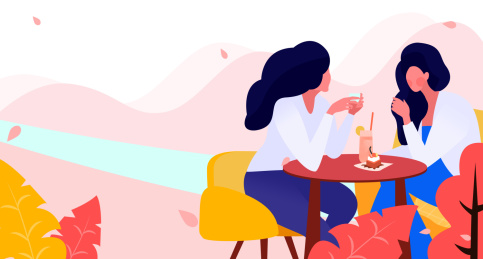 俩闺蜜正在喝茶聊天