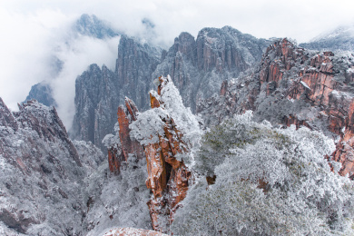 风景如画的黄山雪景