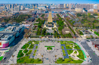 西安市大雁塔全景航拍