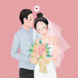 卡通婚纱新娘新郎浪漫婚礼