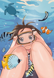 潜水美少女插画