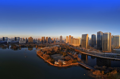 江苏省淮安市因水而美丽的城市和水利设施