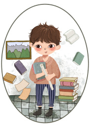 小男孩水彩风格素材