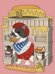 手绘法国斗牛犬图片模板