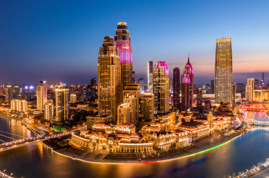 航拍天津津湾广场