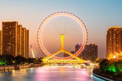 天津永乐桥摩天轮夜景