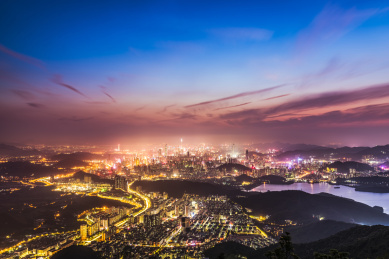 深圳城市市区夜景全景