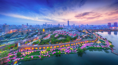 南京玄武湖台城夜景