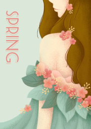 春季美女背影