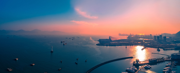 深圳湾航拍海景风光