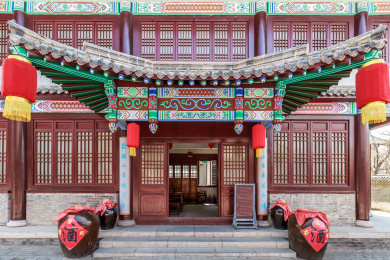 山东阳谷狮子楼景区内古城古街仿古建筑