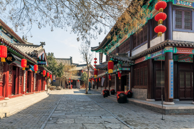 山东阳谷狮子楼景区内古城古街仿古建筑